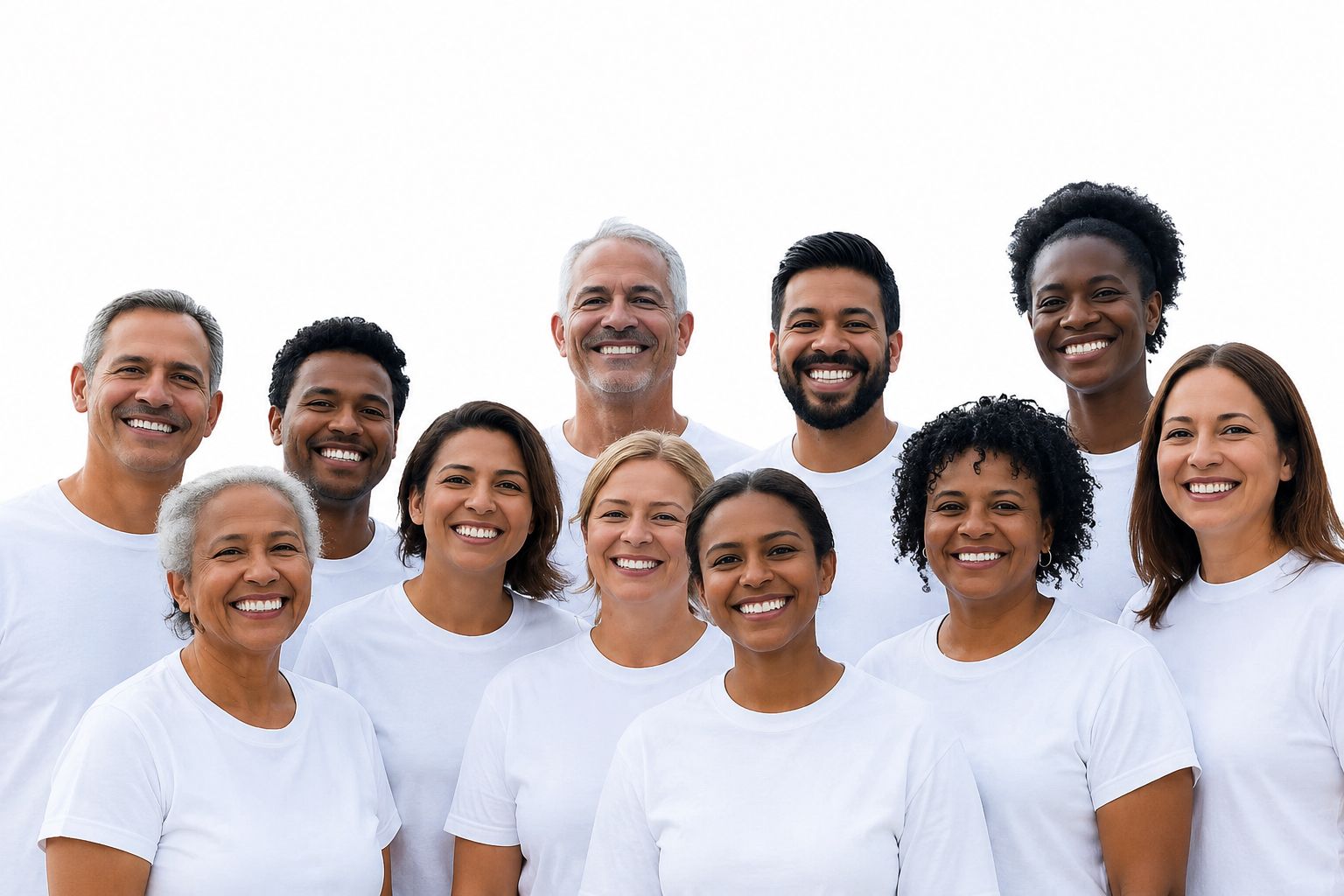 Diverse Surrey neighbours smiling together